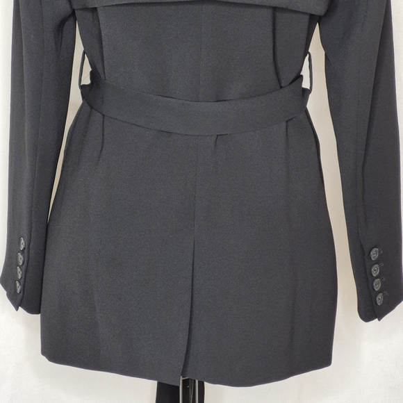 Good American Black Button-Front Trench Style Belted Blazer - Size 0/XS - Picture 8 of 16